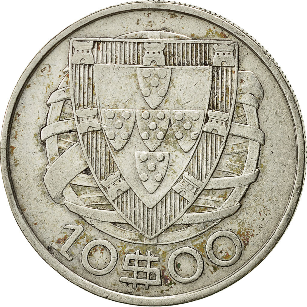 Portogallo, 10 Escudos, 1932, BB, Argento, KM:582
