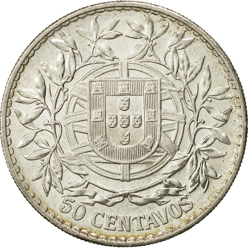 Portugal, 50 Centavos, 1916, BC+, Plata, KM:561