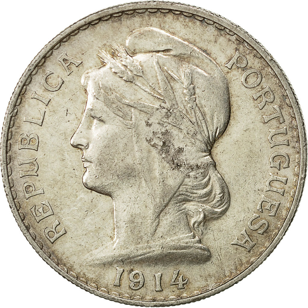 Portugal, 50 Centavos, 1914, MBC, Plata, KM:561