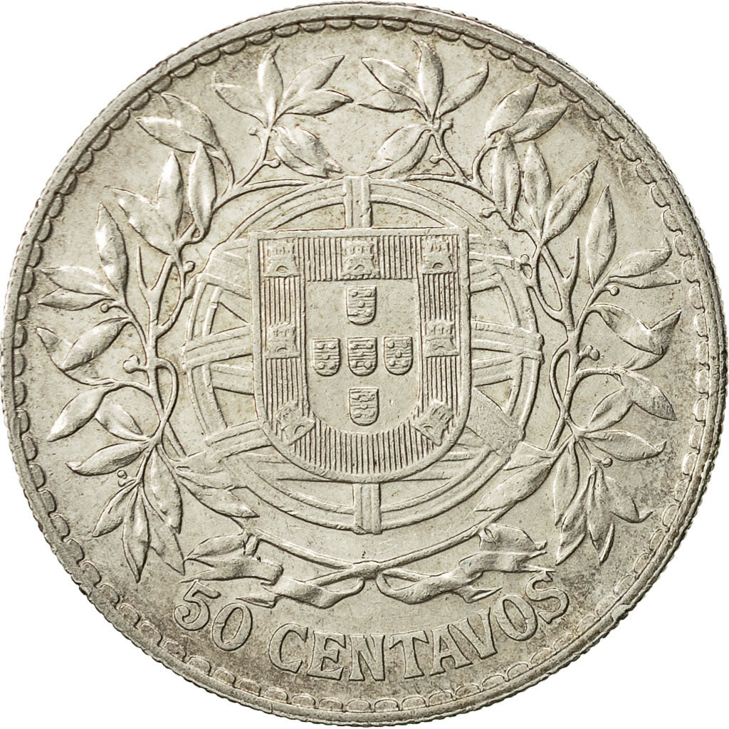 Portugal, 50 Centavos, 1914, MBC, Plata, KM:561