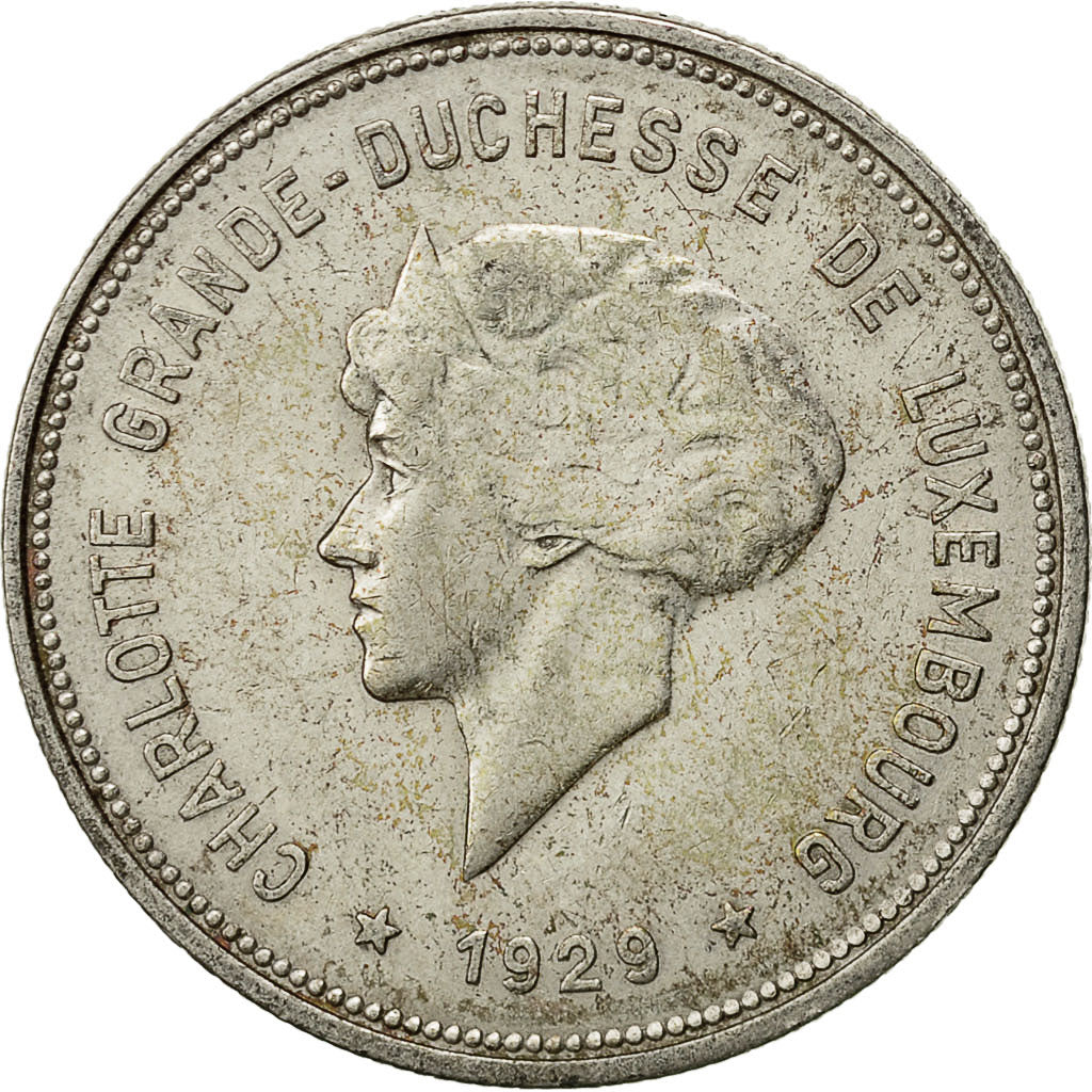 Luxemburg, Charlotte, 5 Francs, 1929, SS+, Silber, KM:38