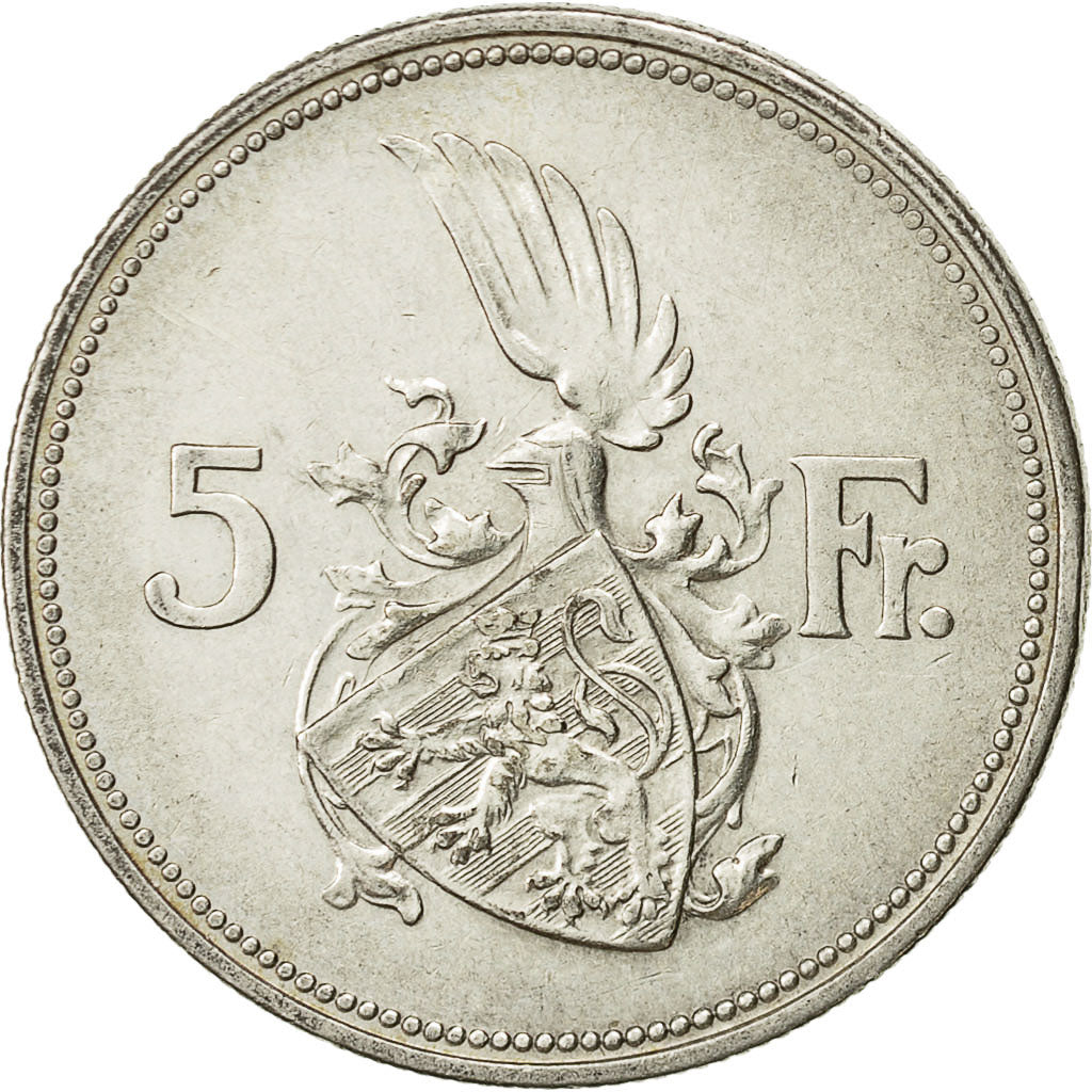 Luxemburg, Charlotte, 5 Francs, 1929, SS+, Silber, KM:38