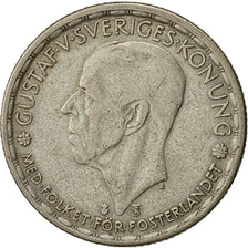 Suecia, Gustaf V, Krona, 1945, MBC, Plata, KM:814