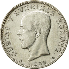 Suecia, Gustaf V, Krona, 1939, Bern, MBC, Plata, KM:786.2