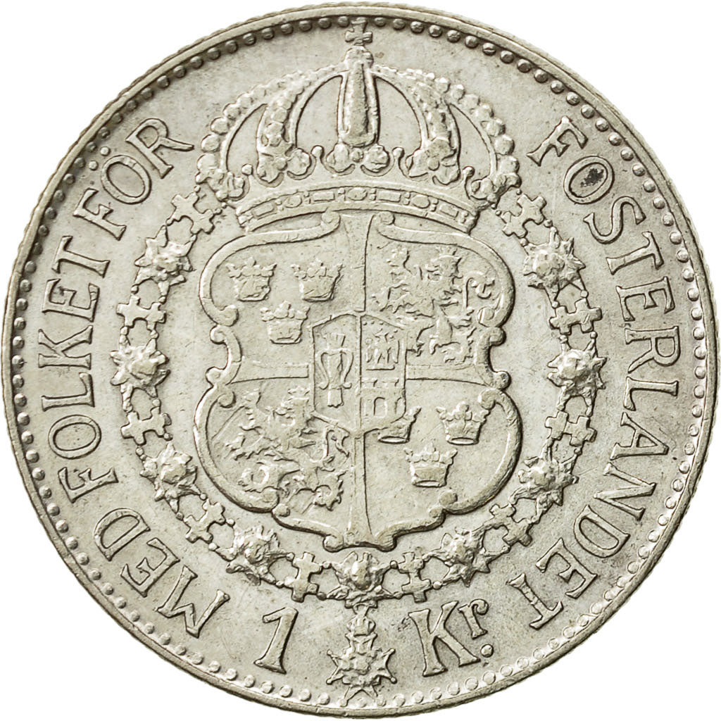 Svezia, Gustaf V, Krona, 1939, Bern, BB, Argento, KM:786.2