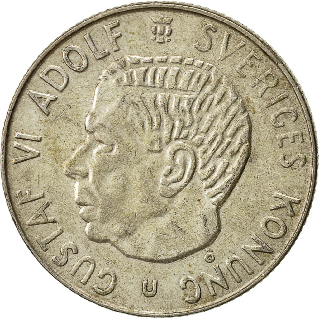 Svezia, Gustaf VI, Krona, 1964, BB+, Argento, KM:826