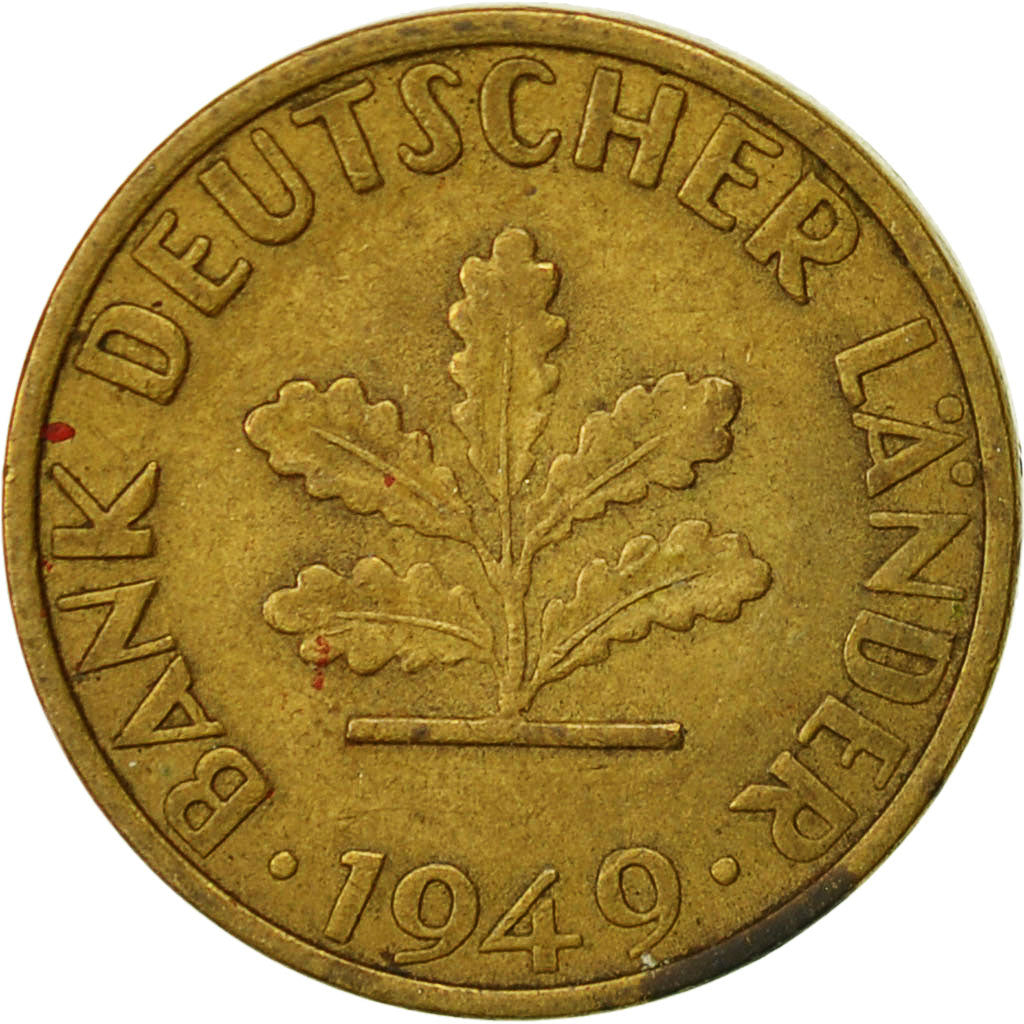 GERMANIA - REPUBBLICA FEDERALE, 5 Pfennig, 1949, Stuttgart, BB, Acciaio
