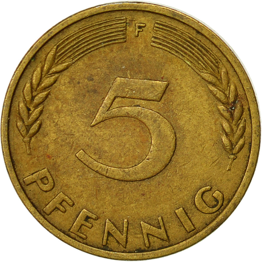 GERMANIA - REPUBBLICA FEDERALE, 5 Pfennig, 1949, Stuttgart, BB, Acciaio