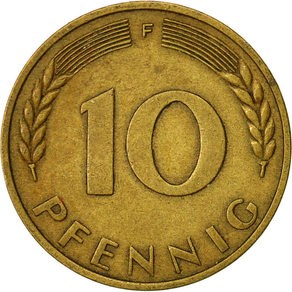 GERMANIA - REPUBBLICA FEDERALE, 10 Pfennig, 1949, Stuttgart, BB, Acciaio