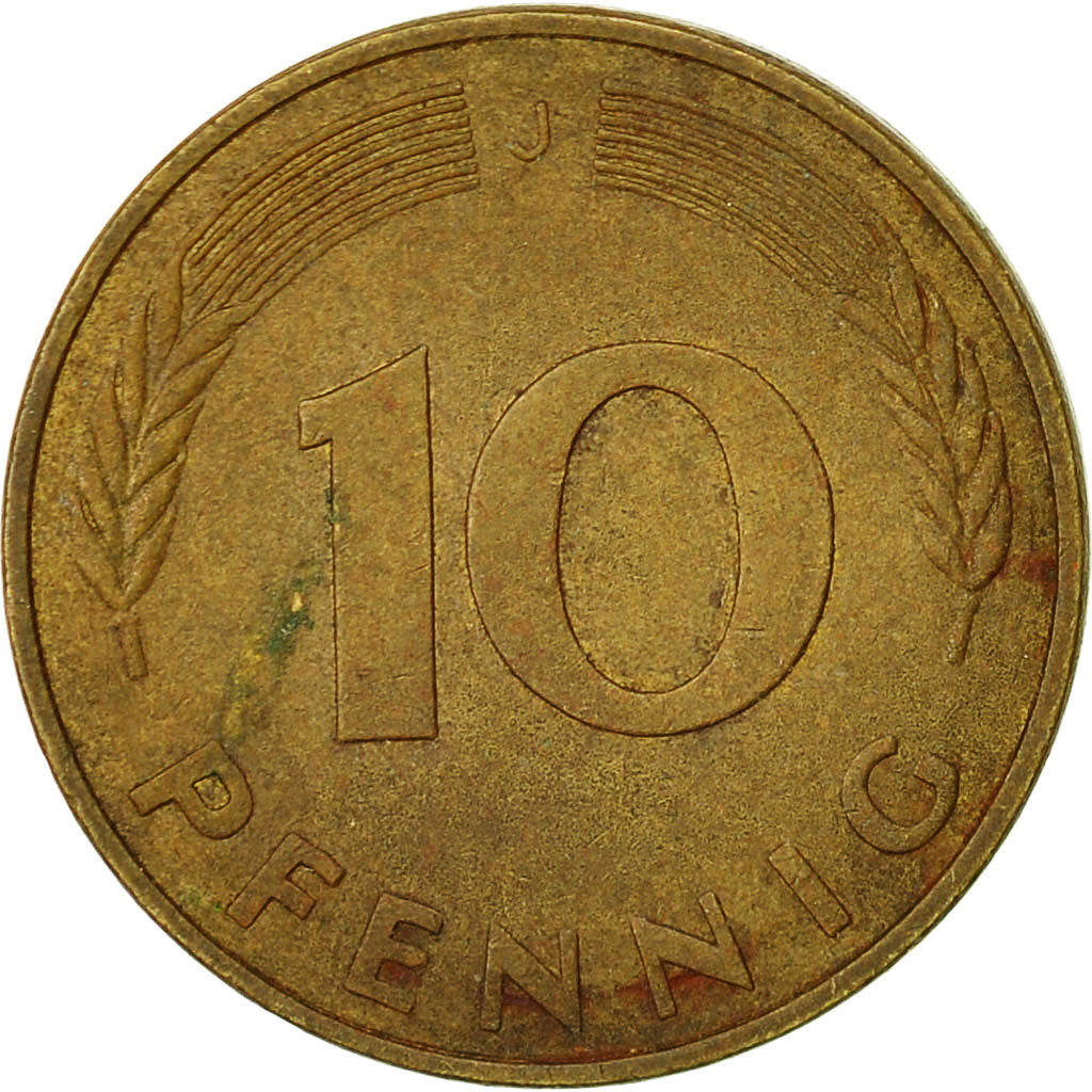 Moneta, Niemcy - RFN, 10 Pfennig, 1976, Hambourg, VF(30-35), Mosiądz powlekany