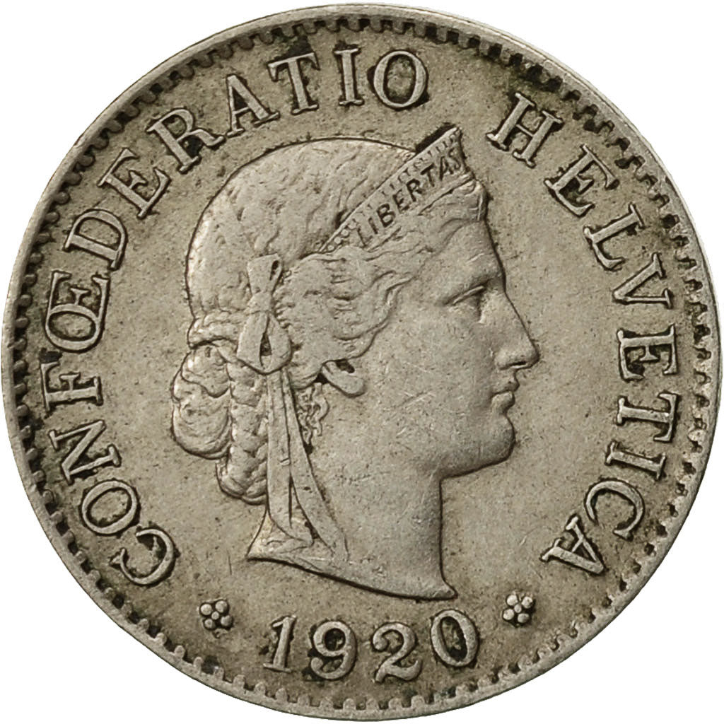 Svizzera, 5 Rappen, 1920, Bern, BB, Rame-nichel, KM:26