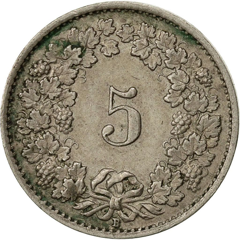 Svizzera, 5 Rappen, 1920, Bern, BB, Rame-nichel, KM:26