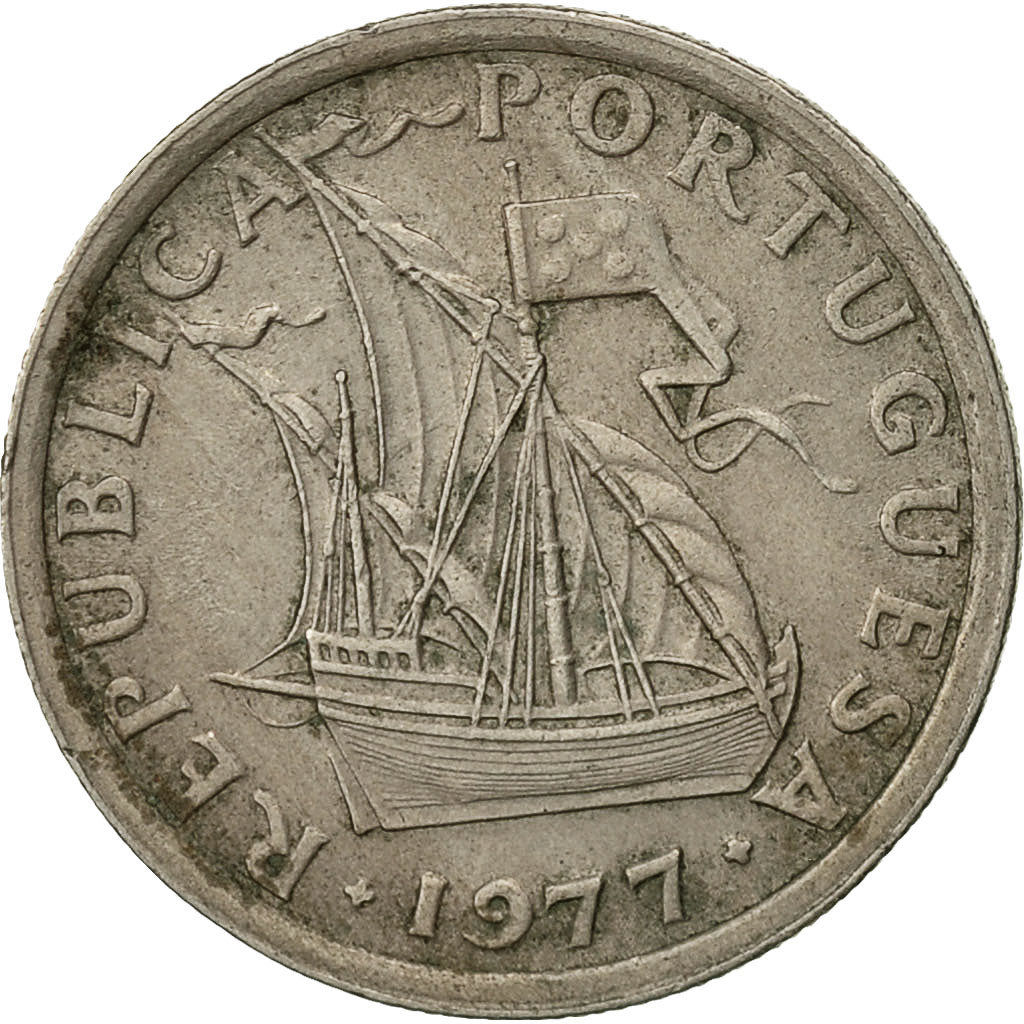 Portugal, 2-1/2 Escudos, 1977, TTB, Copper-nickel, KM:590