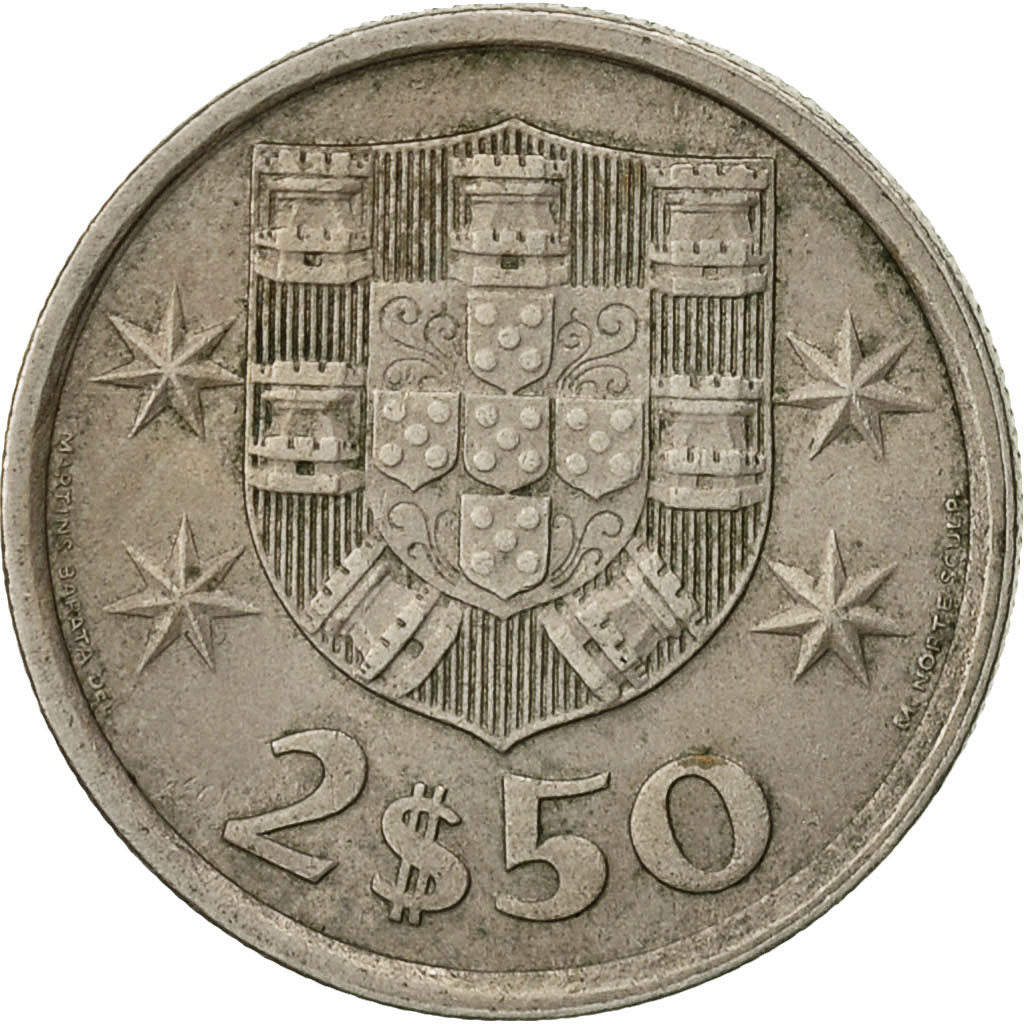 Portugal, 2-1/2 Escudos, 1977, TTB, Copper-nickel, KM:590