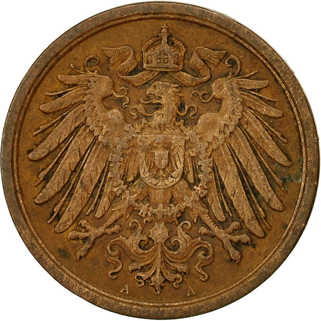 GERMANY - EMPIRE, Wilhelm II, 2 Pfennig, 1913, Berlin, VF(30-35), Copper, KM:16