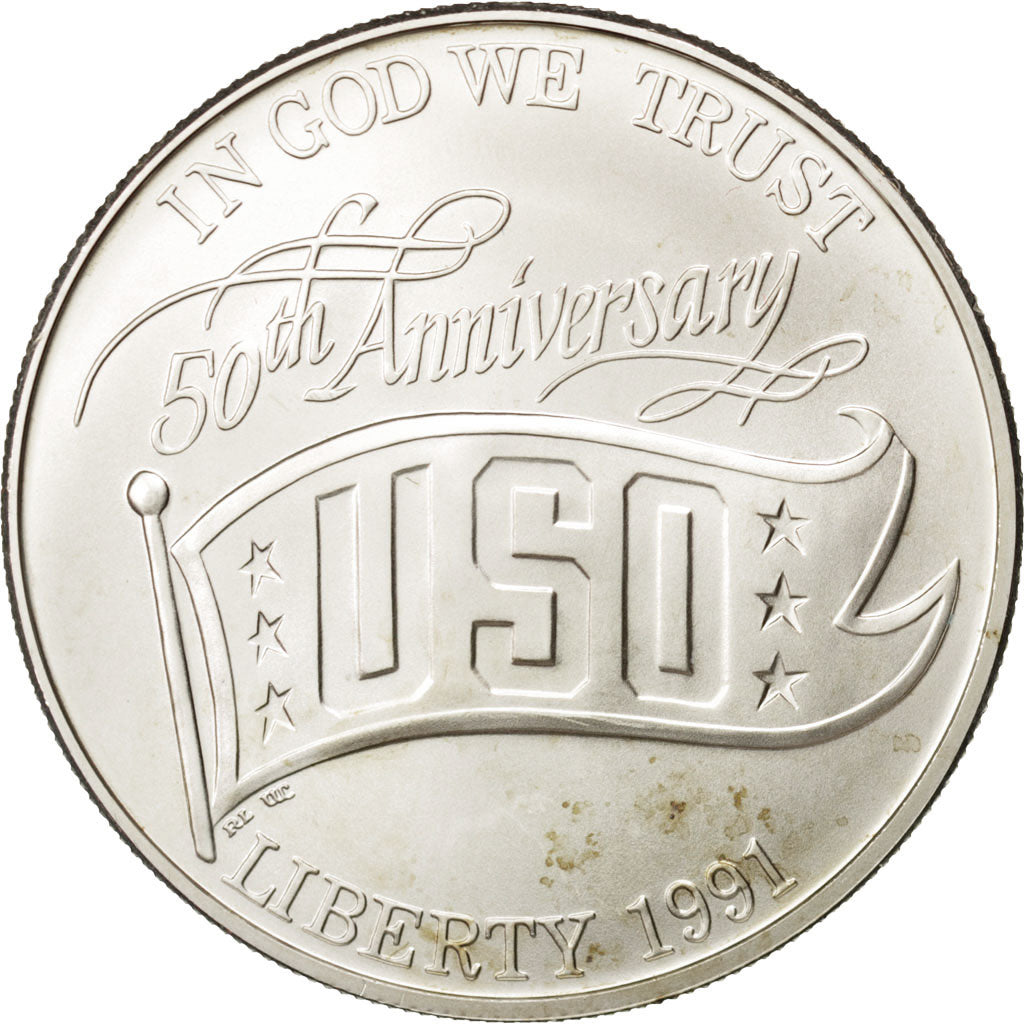 UNITED STATES, Dollar, 1991, U.S. Mint, KM #232, MS(63), Silver, 38.1, 26.81