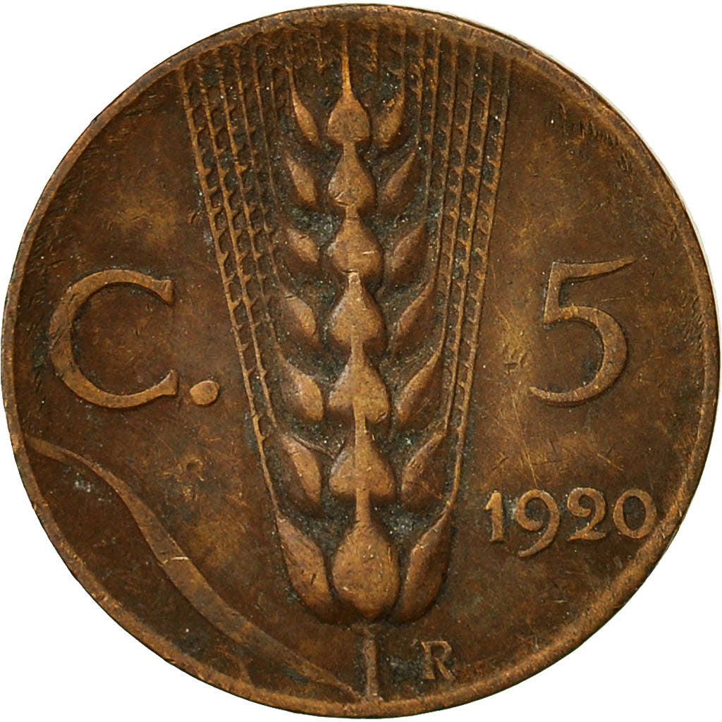 Italie, Vittorio Emanuele III, 5 Centesimi, 1920, Rome, TB, Bronze, KM:59
