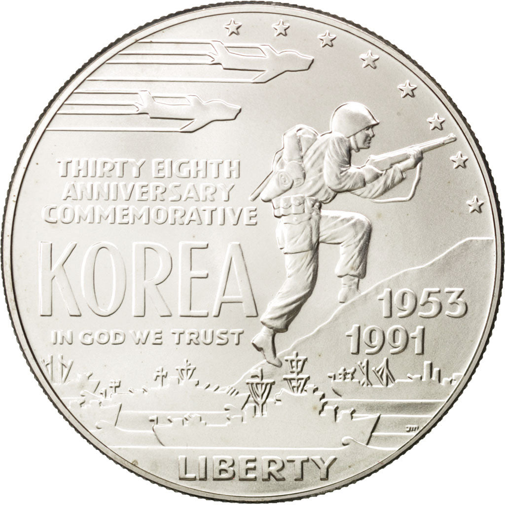 UNITED STATES, Dollar, 1991, U.S. Mint, KM #231, MS(63), Silver, 38.1, 26.89