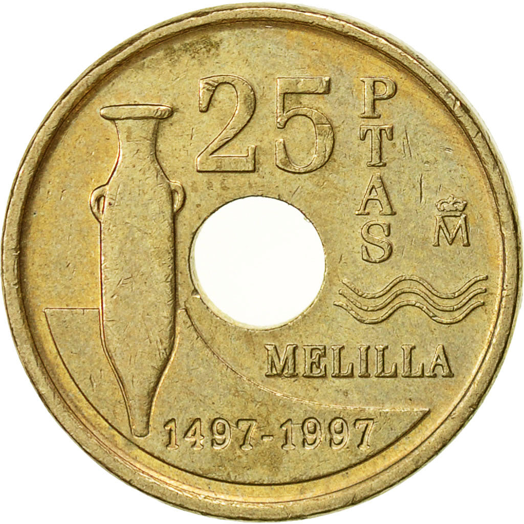 Moneta, Hiszpania, Juan Carlos I, 25 Pesetas, 1997, Madrid, AU(55-58)