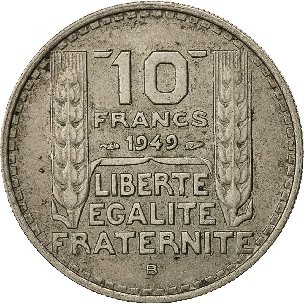 Francia, Turin, 10 Francs, 1949, Beaumont - Le Roger, BB, Rame-nichel, KM:909.2