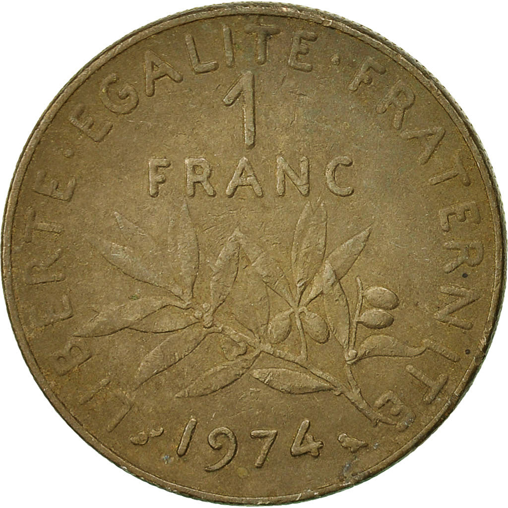 France, Semeuse, Franc, 1974, Paris, VF(20-25), Nickel, KM:925.1, Gadoury:474