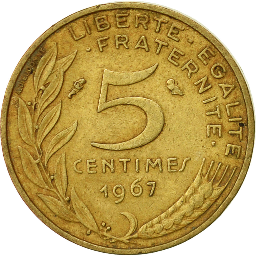 Francia, Marianne, 5 Centimes, 1967, Paris, BB, Alluminio-bronzo, KM:933