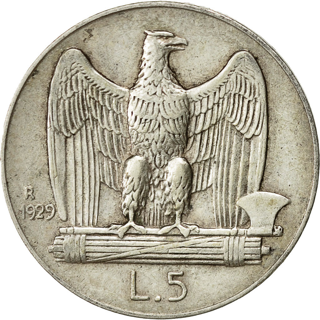 Italia, Vittorio Emanuele III, 5 Lire, 1929, Rome, BB, Argento, KM:67.1