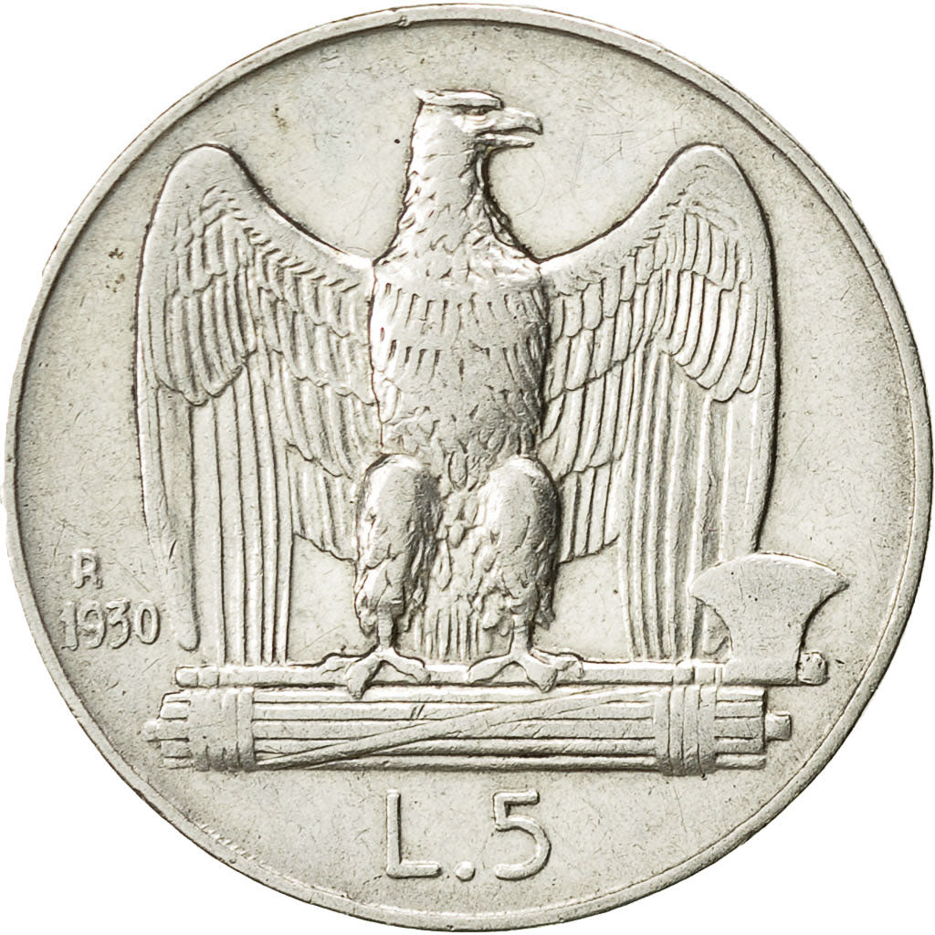 Italia, Vittorio Emanuele III, 5 Lire, 1930, Rome, BB, Argento, KM:67.1