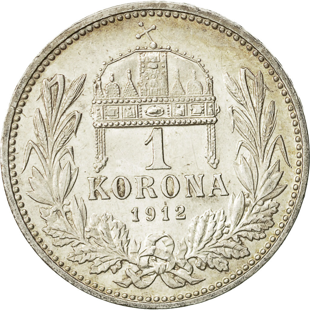 Hungría, Franz Joseph I, Korona, 1912, MBC+, Plata, KM:492