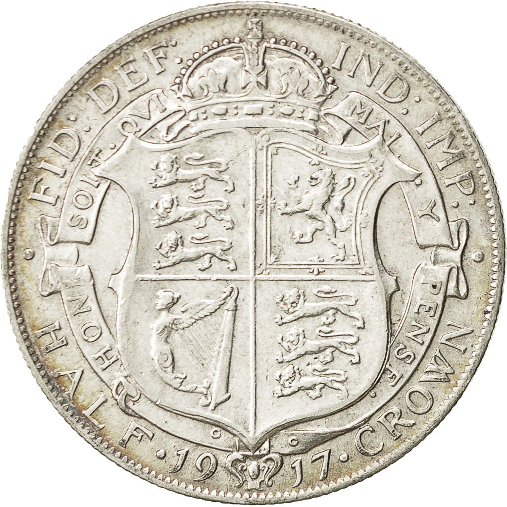Großbritannien, George V, 1/2 Crown, 1917, SS, Silber, KM:818.1