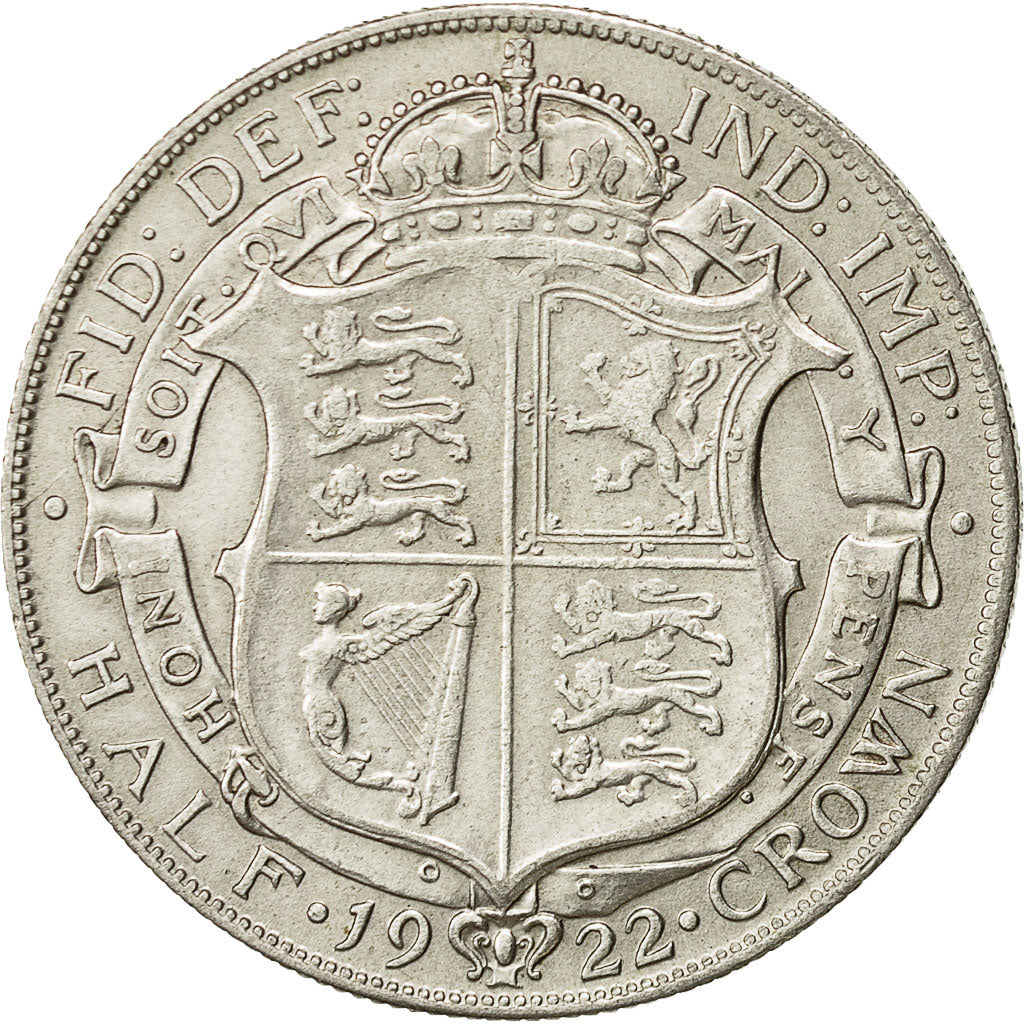 Gran Bretagna, George V, 1/2 Crown, 1922, BB, Argento, KM:818.1a