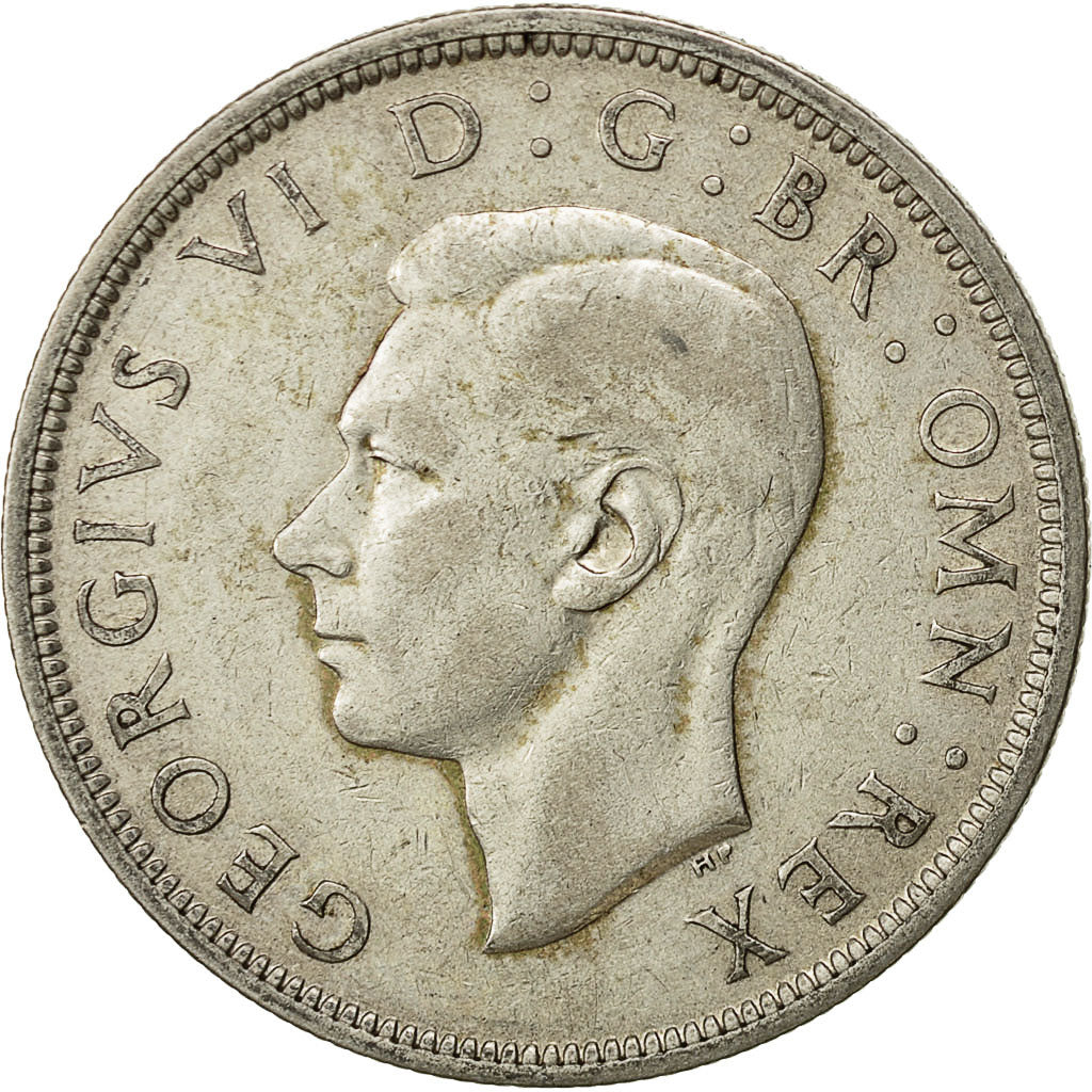 Gran Bretaña, George VI, 1/2 Crown, 1937, MBC, Plata, KM:856