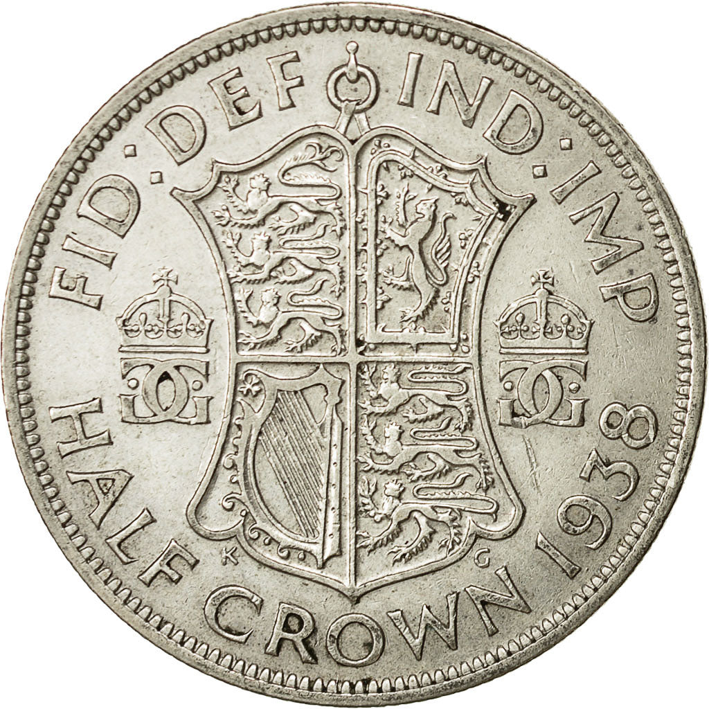 Gran Bretagna, George VI, 1/2 Crown, 1938, BB+, Argento, KM:856