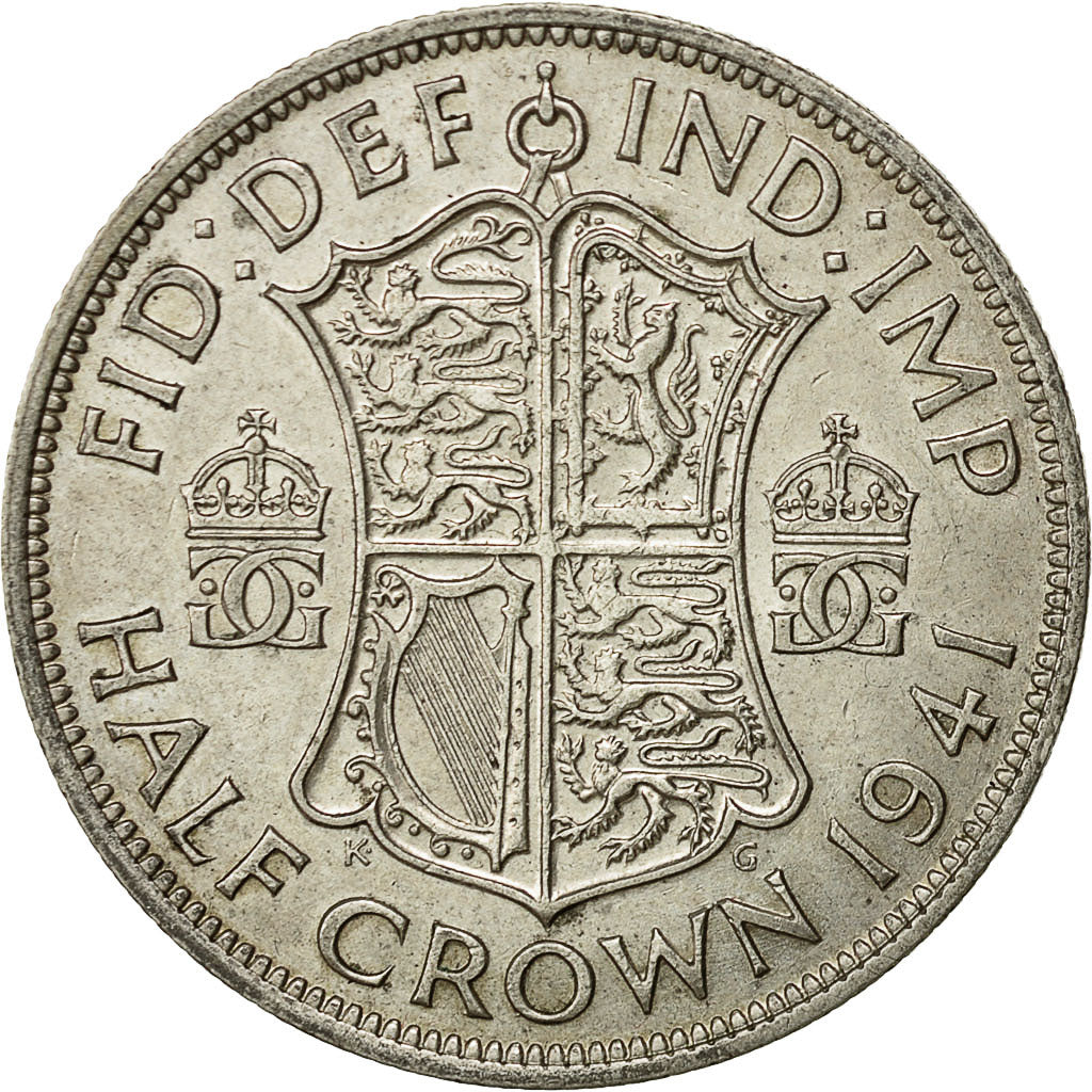 Gran Bretagna, George VI, 1/2 Crown, 1941, BB+, Argento, KM:856