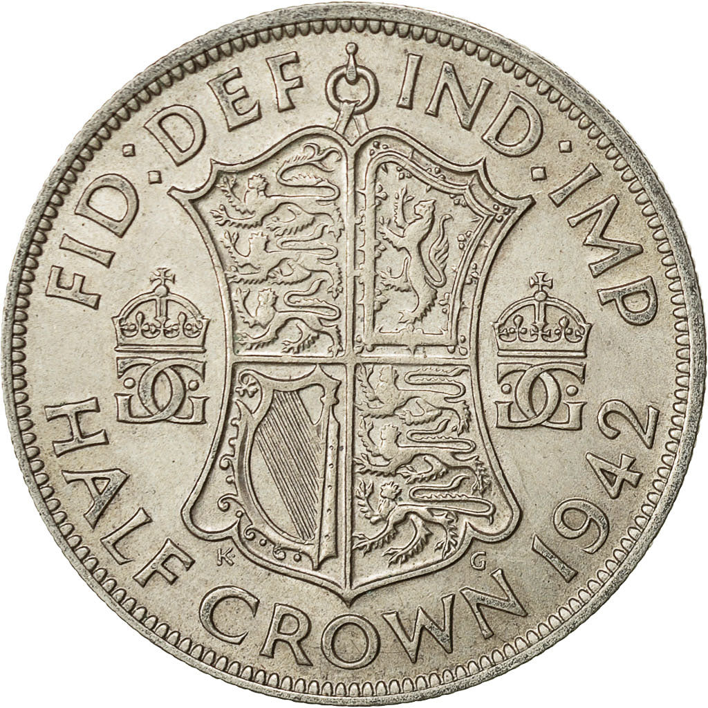Gran Bretagna, George VI, 1/2 Crown, 1942, BB+, Argento, KM:856