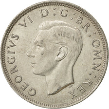 Gran Bretaña, George VI, 1/2 Crown, 1945, MBC+, Plata, KM:856