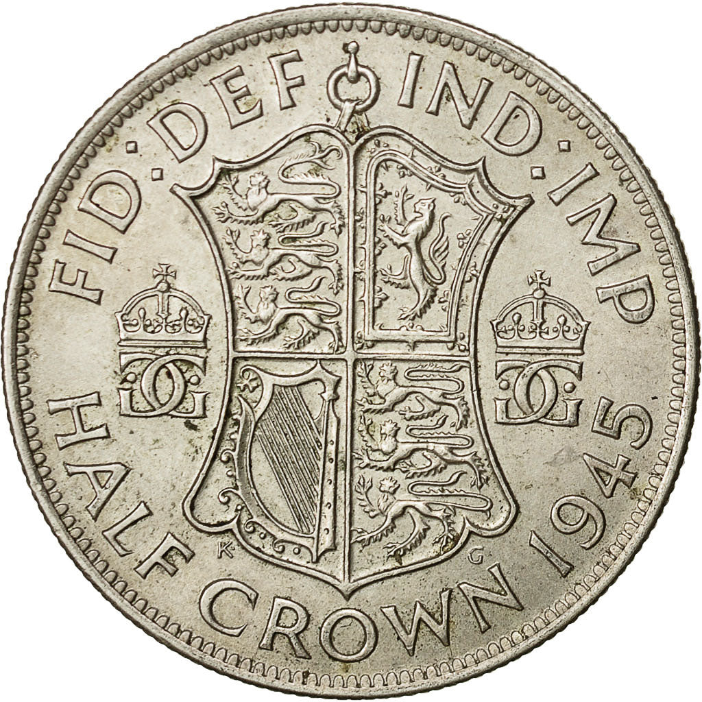 Großbritannien, George VI, 1/2 Crown, 1945, SS+, Silber, KM:856