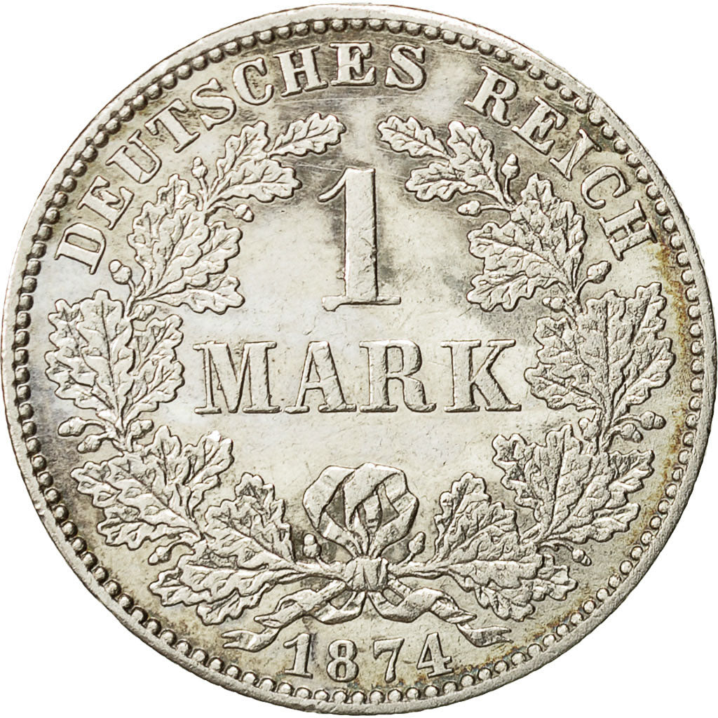 GERMANY - EMPIRE, Wilhelm I, Mark, 1974, Darmstadt, AU(50-53), Silver, KM:7