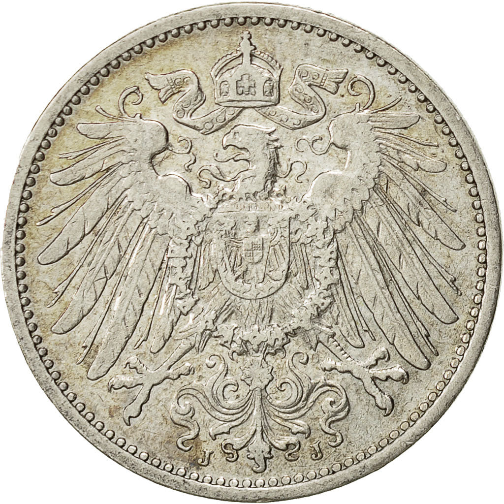 GERMANIA - IMPERO, Wilhelm II, Mark, 1902, Hambourg, BB+, Argento, KM:14
