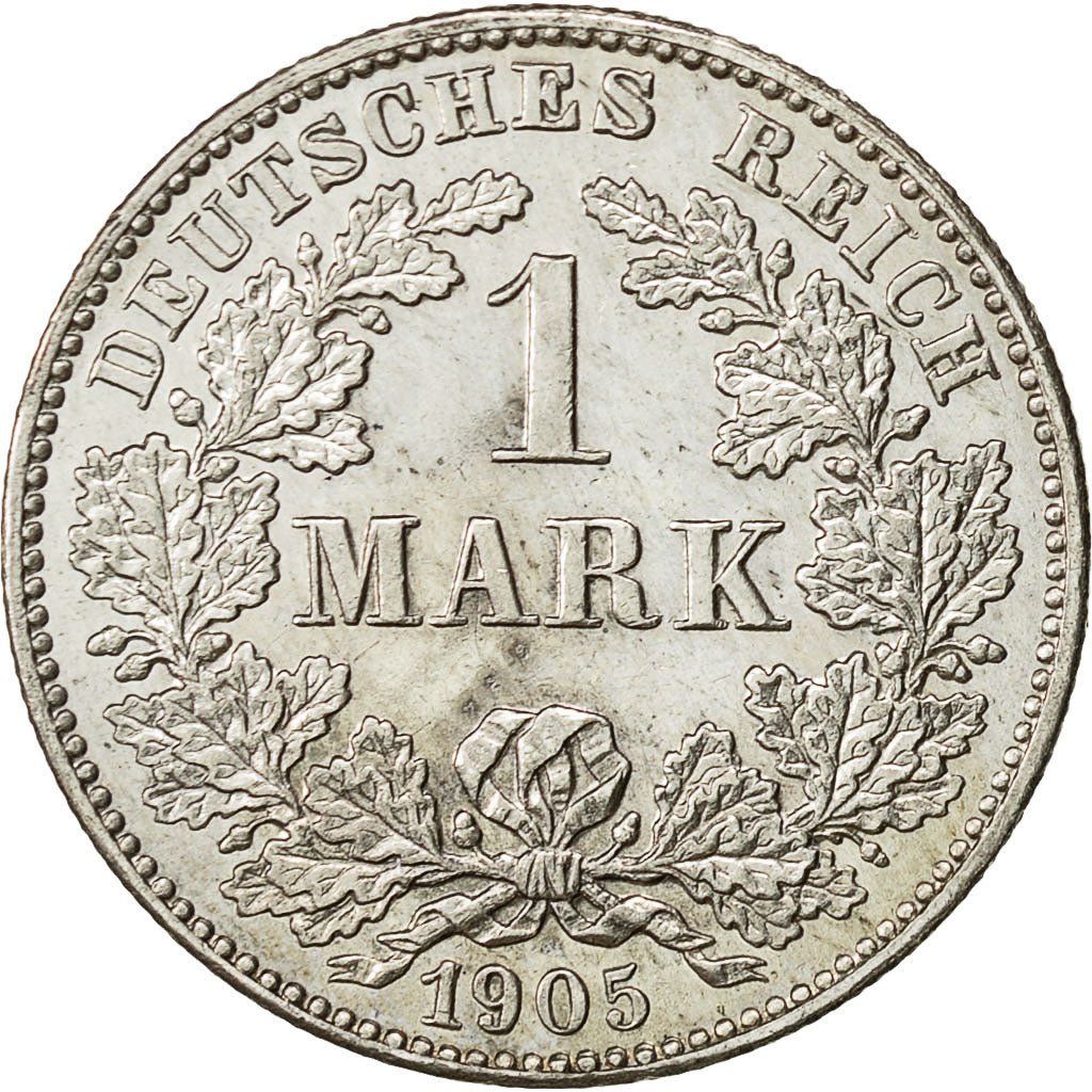GERMANY - EMPIRE, Wilhelm II, Mark, 1905, Karlsruhe, AU(55-58), Silver, KM:14