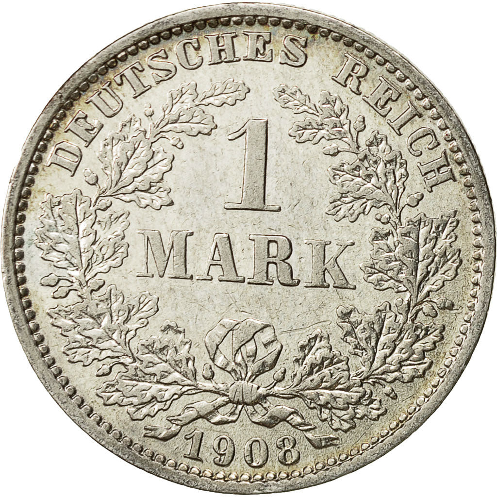GERMANY - EMPIRE, Wilhelm II, Mark, 1908, Muldenhütten, SS+, Silber, KM:14