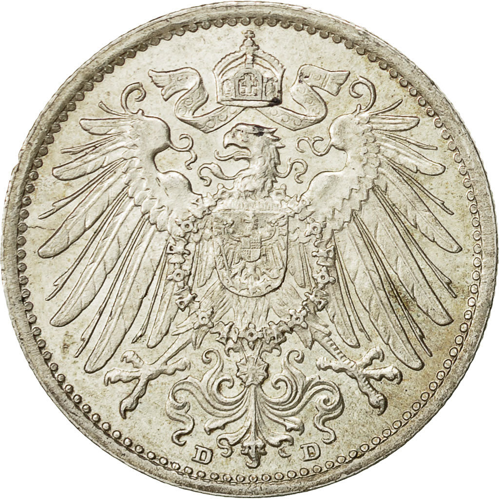 GERMANIA - IMPERO, Wilhelm II, Mark, 1909, Munich, BB, Argento, KM:14