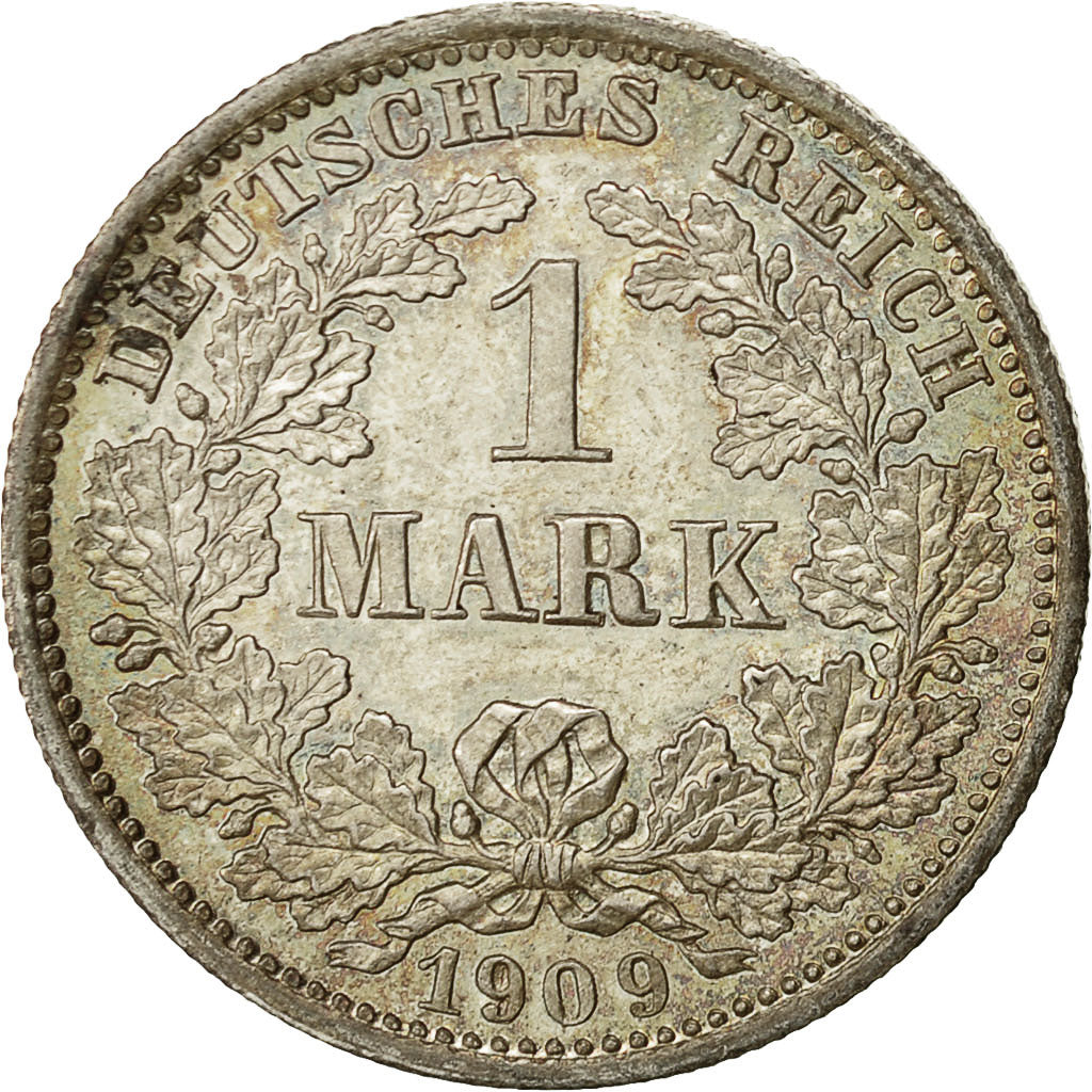 GERMANIA - IMPERO, Wilhelm II, Mark, 1909, Munich, BB, Argento, KM:14