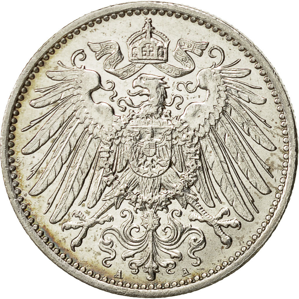 GERMANIA - IMPERO, Wilhelm II, Mark, 1915, Berlin, BB+, Argento, KM:14