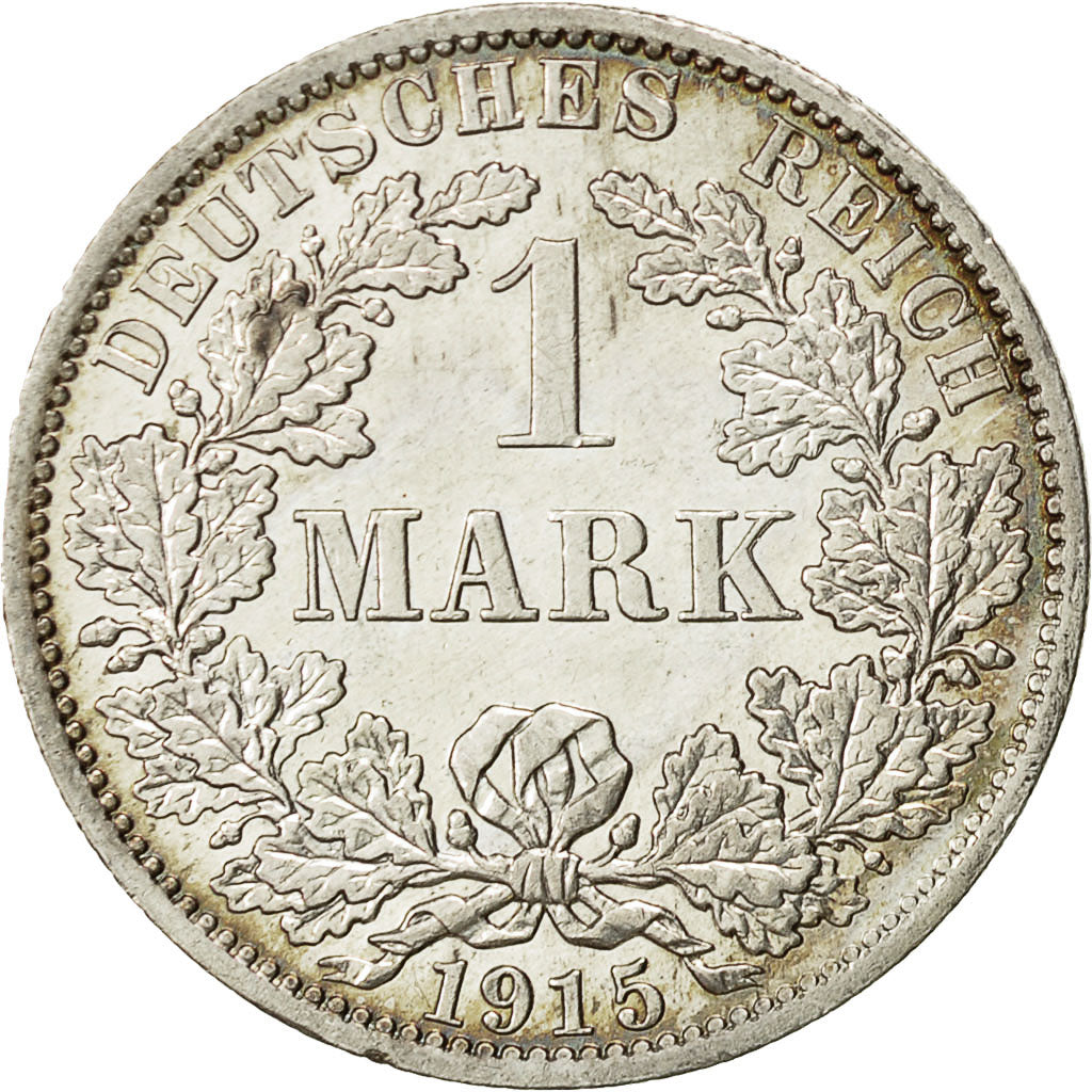 GERMANIA - IMPERO, Wilhelm II, Mark, 1915, Berlin, BB+, Argento, KM:14