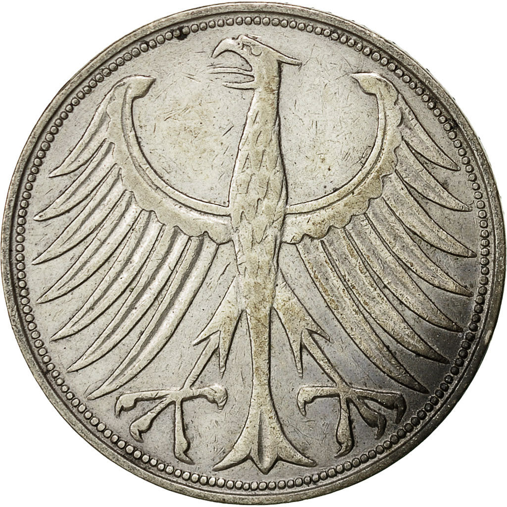 République fédérale allemande, 5 Mark, 1951, Karlsruhe, TTB, Argent, KM:112.1