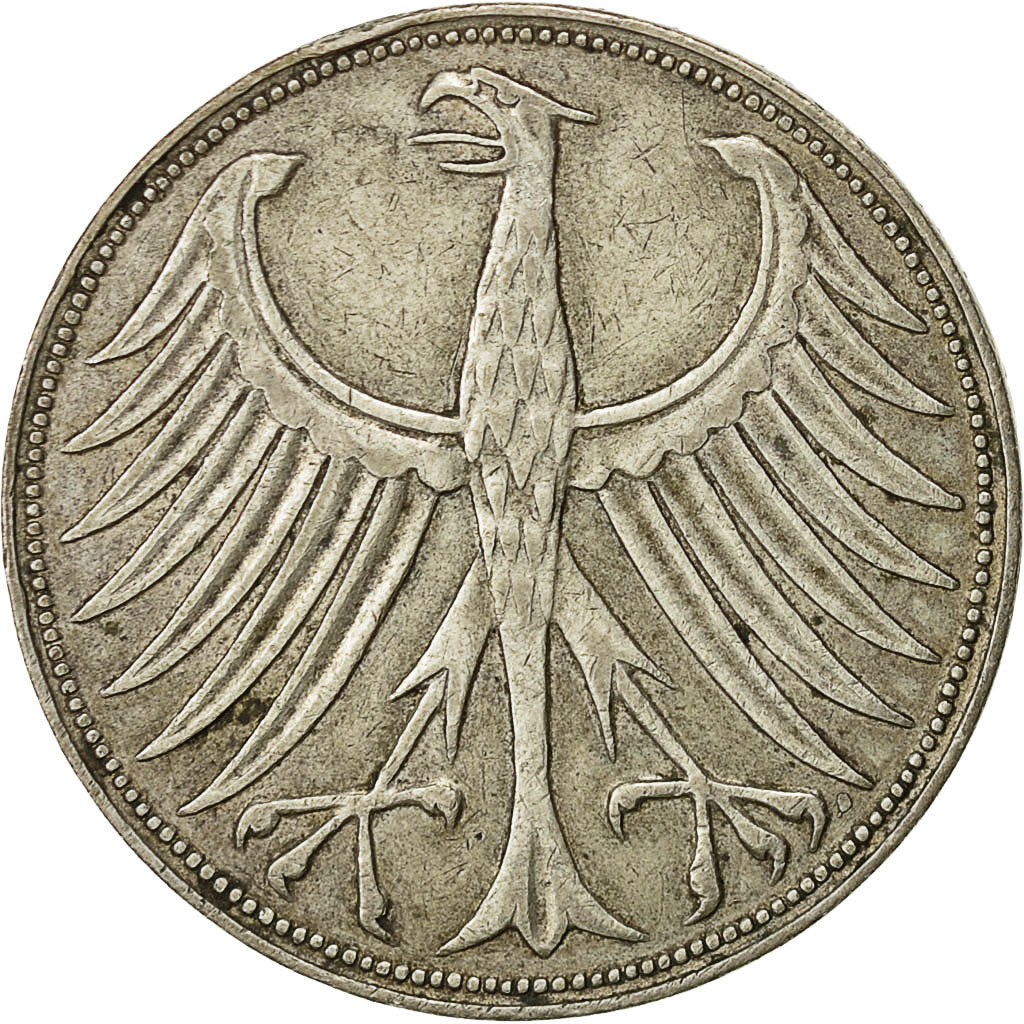 GERMANY - FEDERAL REPUBLIC, 5 Mark, 1951, Hambourg, EF(40-45), Silver, KM:112.1
