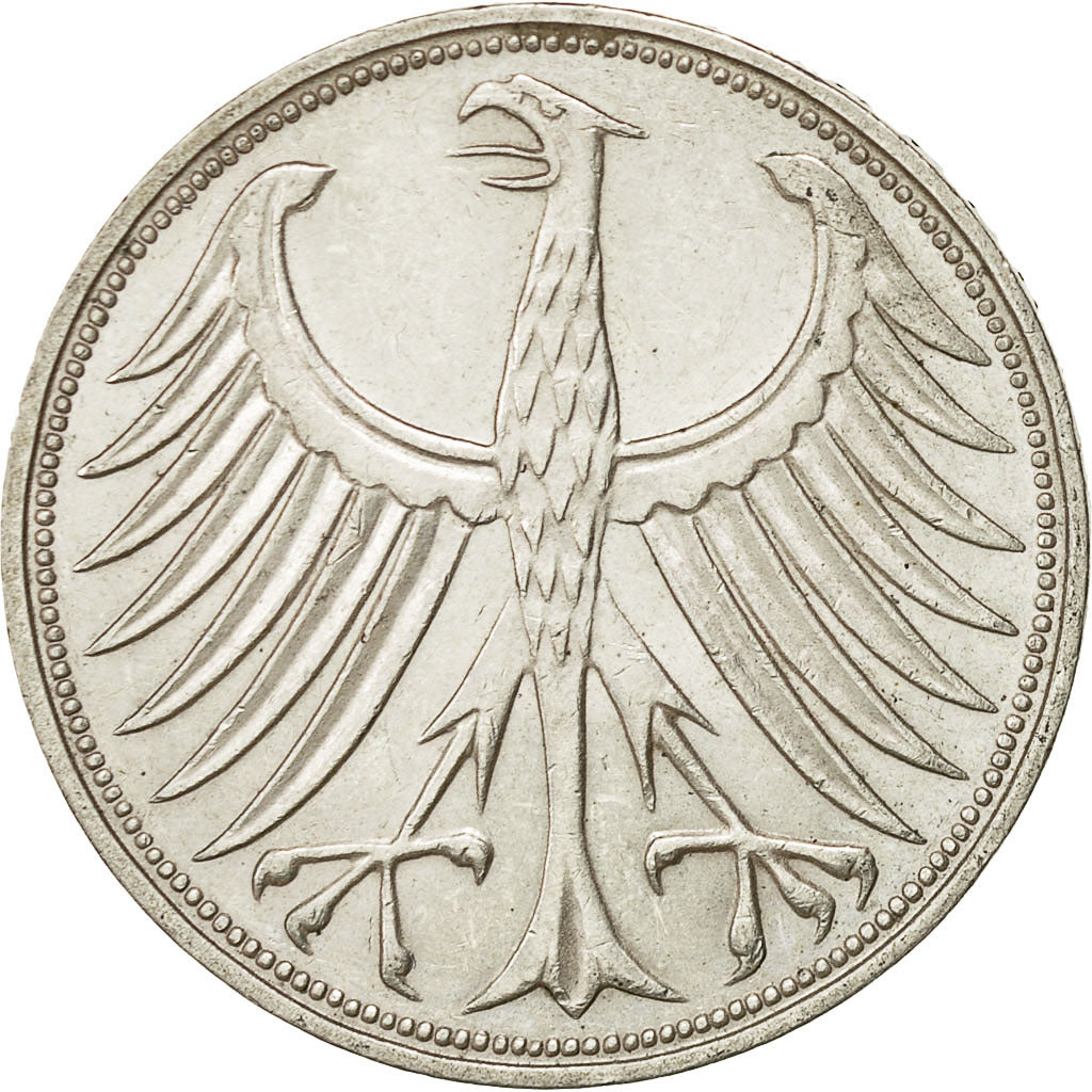 GERMANIA - REPUBBLICA FEDERALE, 5 Mark, 1972, Stuttgart, BB, Argento, KM:112.1