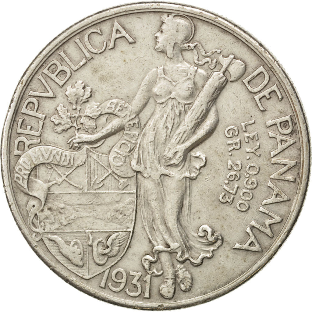 PANAMA, Balboa, 1931, KM #13, EF(40-45), Silver, 38.1, 26.70