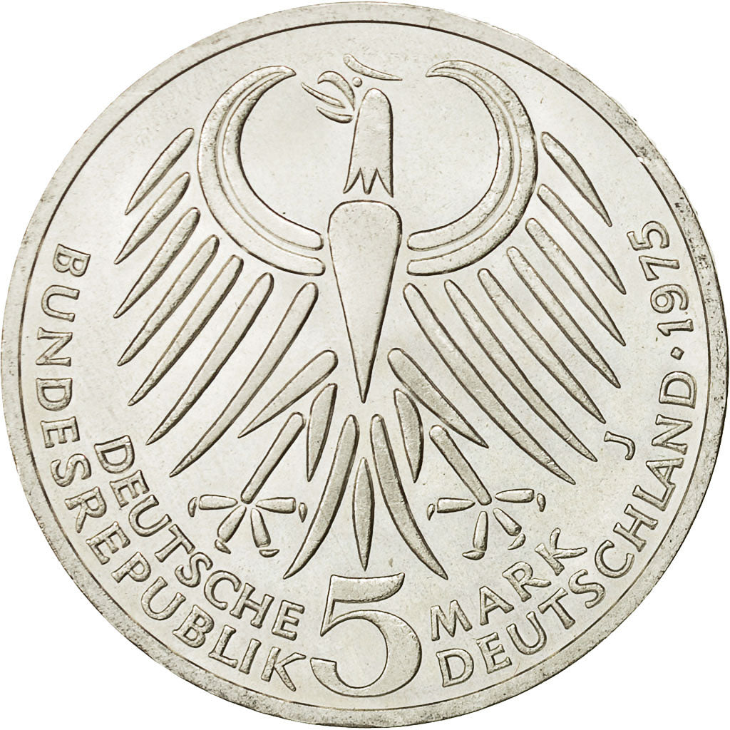 Bundesrepublik Deutschland, 5 Mark, 1975, Hamburg, Germany, VZ, Silber, KM:141
